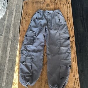 Gray Cargo Track Pants